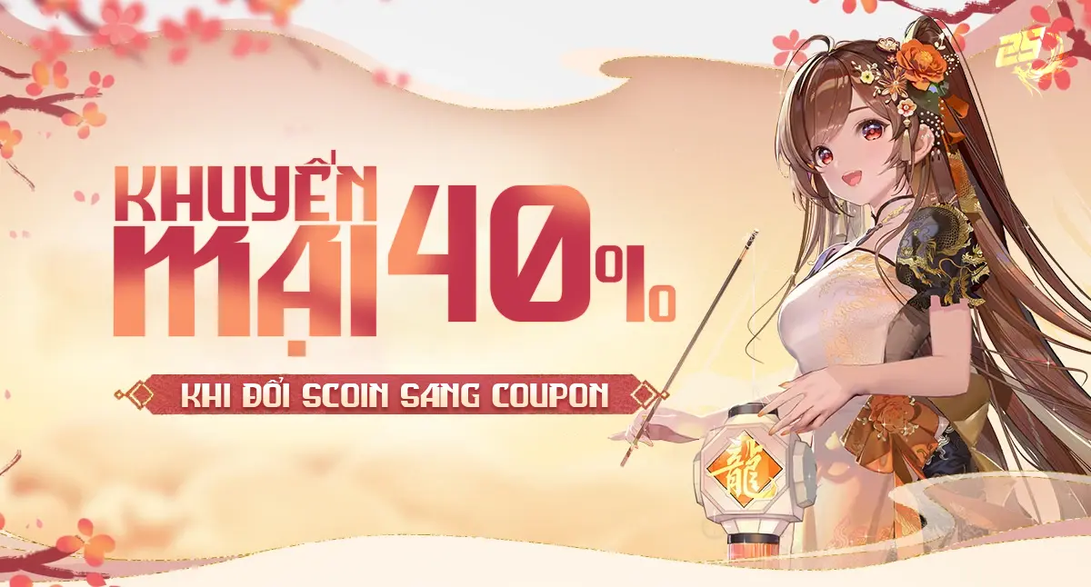 2SGamer Chúc Mừng Năm Mới 2024 - Khuyến mãi 40% khi đổi Scoin sang coupon